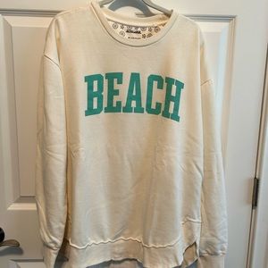 Cream BEACH Crewneck Sweatshirt
